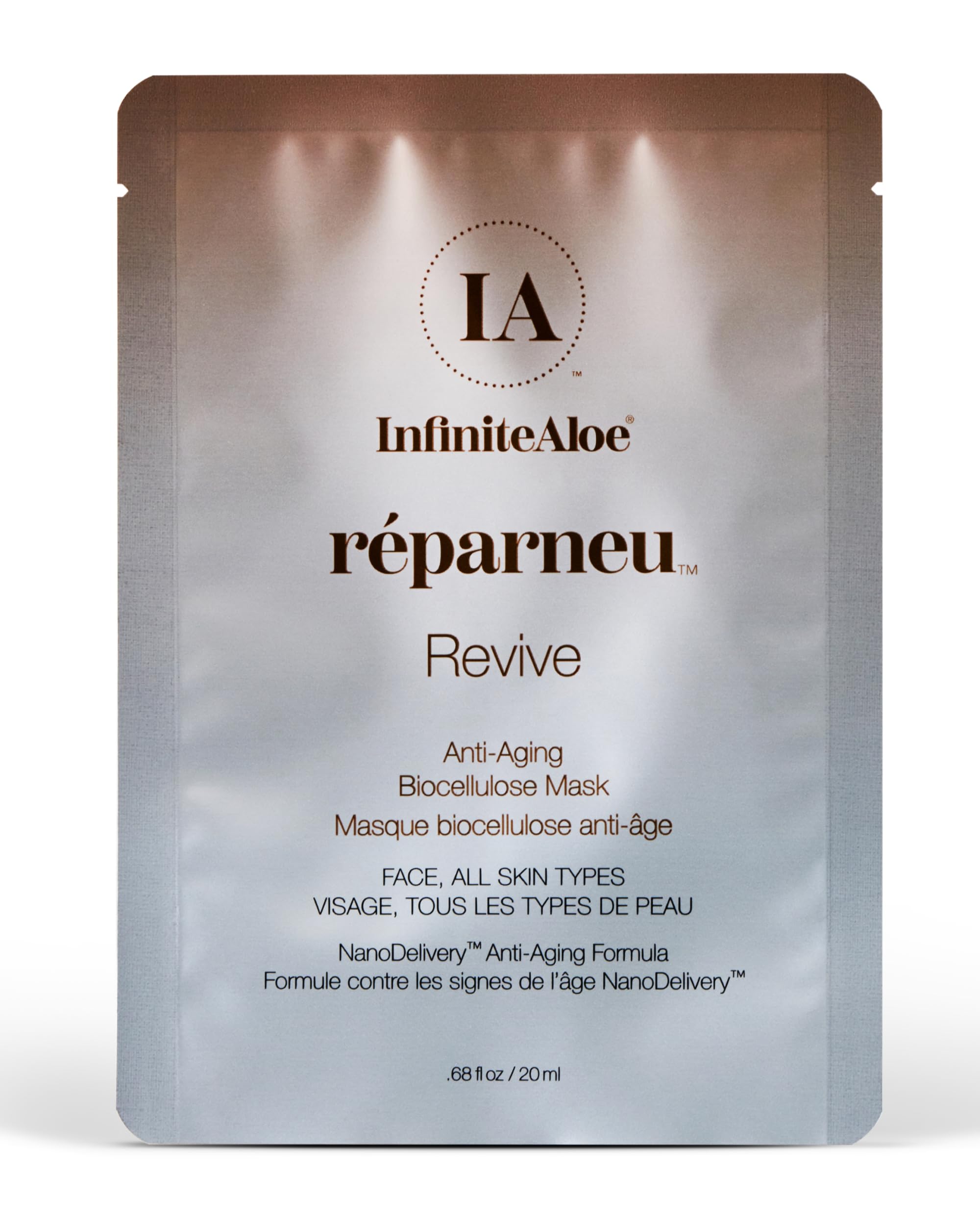 InfiniteAloeBiocellulose Fiber Face Mask, réparneu Revive Anti Aging Face Mask