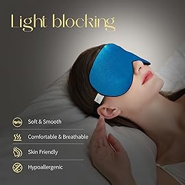 ZIMASILK 100% Natural Silk Sleep Mask Blindfold,Adjustable Super-Smooth Soft Eye Mask for Sleep with Bag (Methyl Blue)