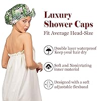 Vista 28 de 2 gorros de ducha para mujer, gorro de ducha reutilizable impermeable para ducha con lazo ajustable, gorro de baño de lujo para mujer