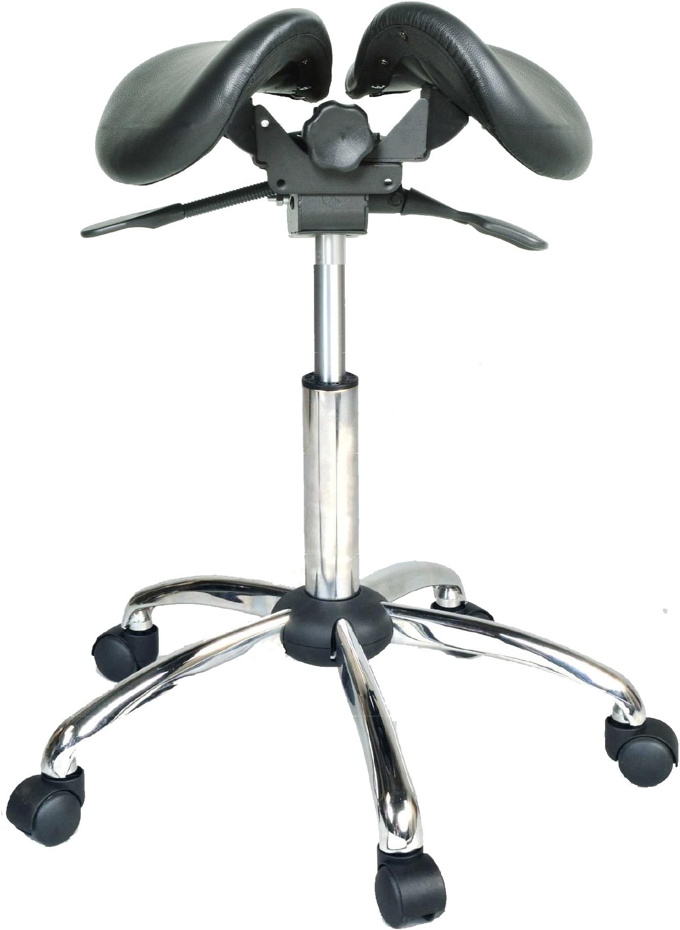 Twin Adjustable Saddle Stool, Leather (Medium)