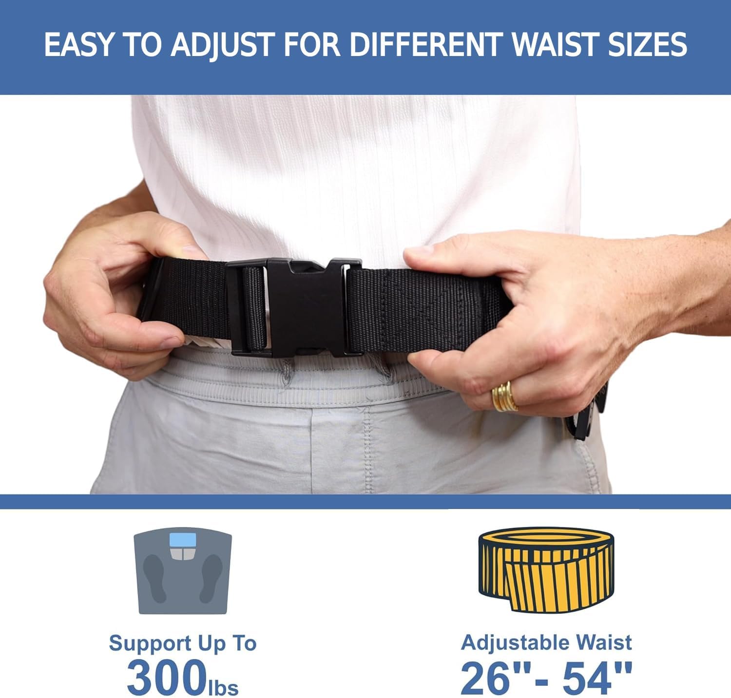 Commode Liners & Gait Belt for Seniors - 50 Strong Portable Toilet Bags - Bedside Commode Liners Disposable - Transfer Gate Belts with Handles for Lifting Elderly & Patient Physical Therapy Medical