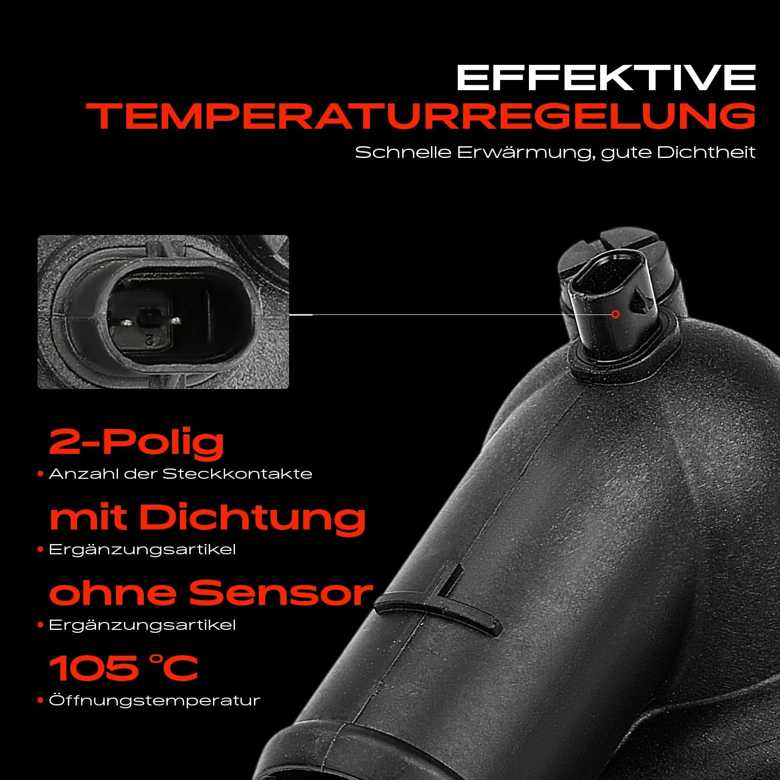 Frankberg Thermostat Kühlmittel 105°C 079121115BK | Kompatibel mit T.o.u.a.r.e.g 7P5 7P6, A8 4E2 4E8, Q7 4LB, A6 Allroad 4FH, T.o.u.a.r.e.g 7L6 7L7 7LA, A6 4F2, A6 Avant 4F5