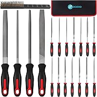 DOAHO 19Pcs Metal File Set: Needle Files, Flat, Round, Half-Round, Triangle for Woodworking, Sharpening, Deburring Wood/Steel, Carry Case