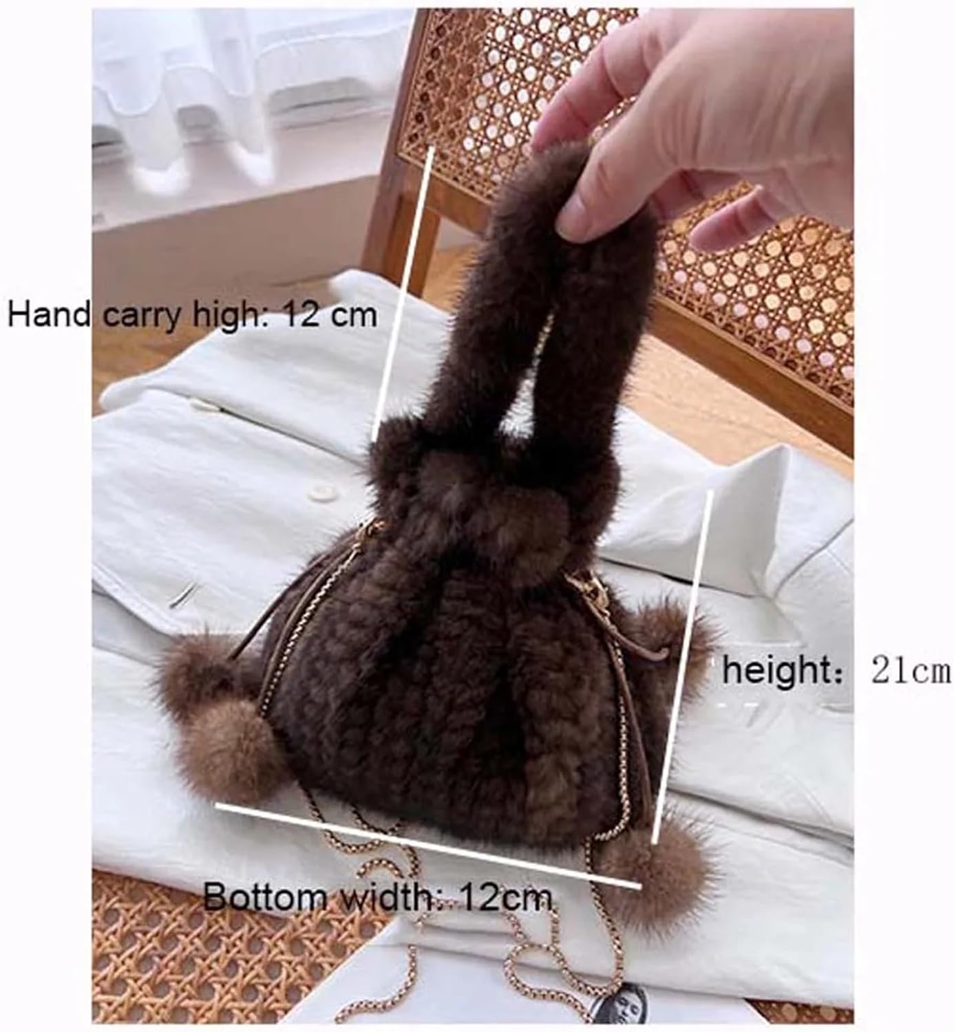 Furry Bag Crossbody Bags Ladies Lady Shoulder Women Phone Winter Handbag(White)