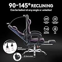 Vista 8 de Gaming Chair,Computer Office Chair with Footrest,Massage Lumbar Support and Gel Pad,Ergonomic Reclining Adjustable Leather Gamer Chair with Headrest