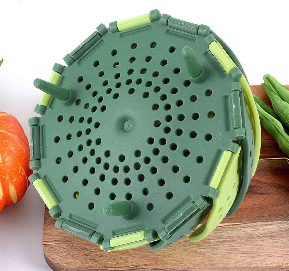 2pcs Foldable Steamer Basket,Silicone Vegetable Steamer Basket,Food Steamer,Pot Steamer Basket High Temperature Resistant Cooker Dish Steamer Basket For Steaming Fruit