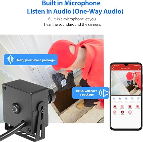 Miniatura 4 de Mini cámara IP POE de 5 MP, micrófono integrado, cámara de seguridad pequeña para interiores UltraHD con audio, lente de 0.142 in (75  FOV),