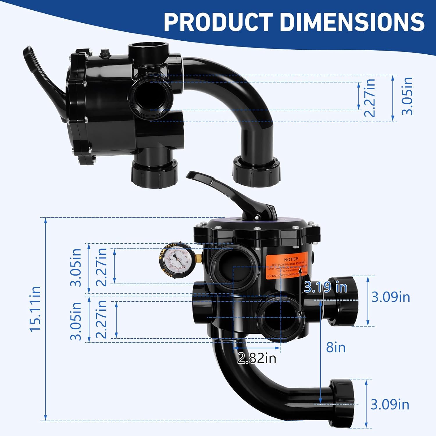 A0553645 2” Side Mount Multi-Port Valve Kit Fit for Zodiac Jandy DEL48, DEL60 D.E. Pool and Spa Filter, 6-Position Side Mount Multiport Valve with One Year Quality Assurance