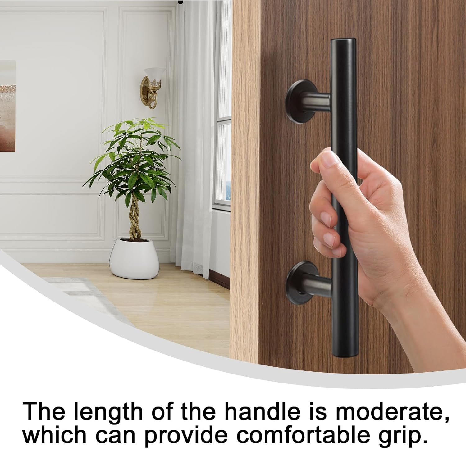 12 Inch Barn Handle Set Heavy Duty Steel Pull for Sliding Door Handle Gate Entry Shed Door Flush Mount Design for Indoor or Outdoor Use Fits 3/4 to 1-3/4 Inch Doors