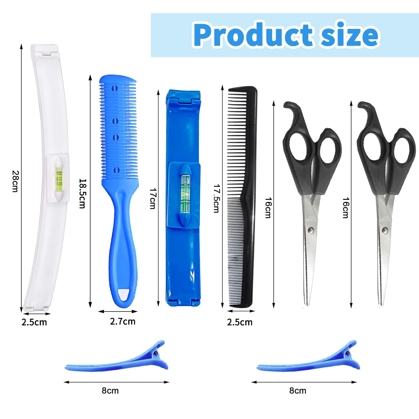 Cortador de Puntas Abiertas Cabello 8pcs Cortar Flequillo Recto Herramienta de Corte de Pelo Bricolaje