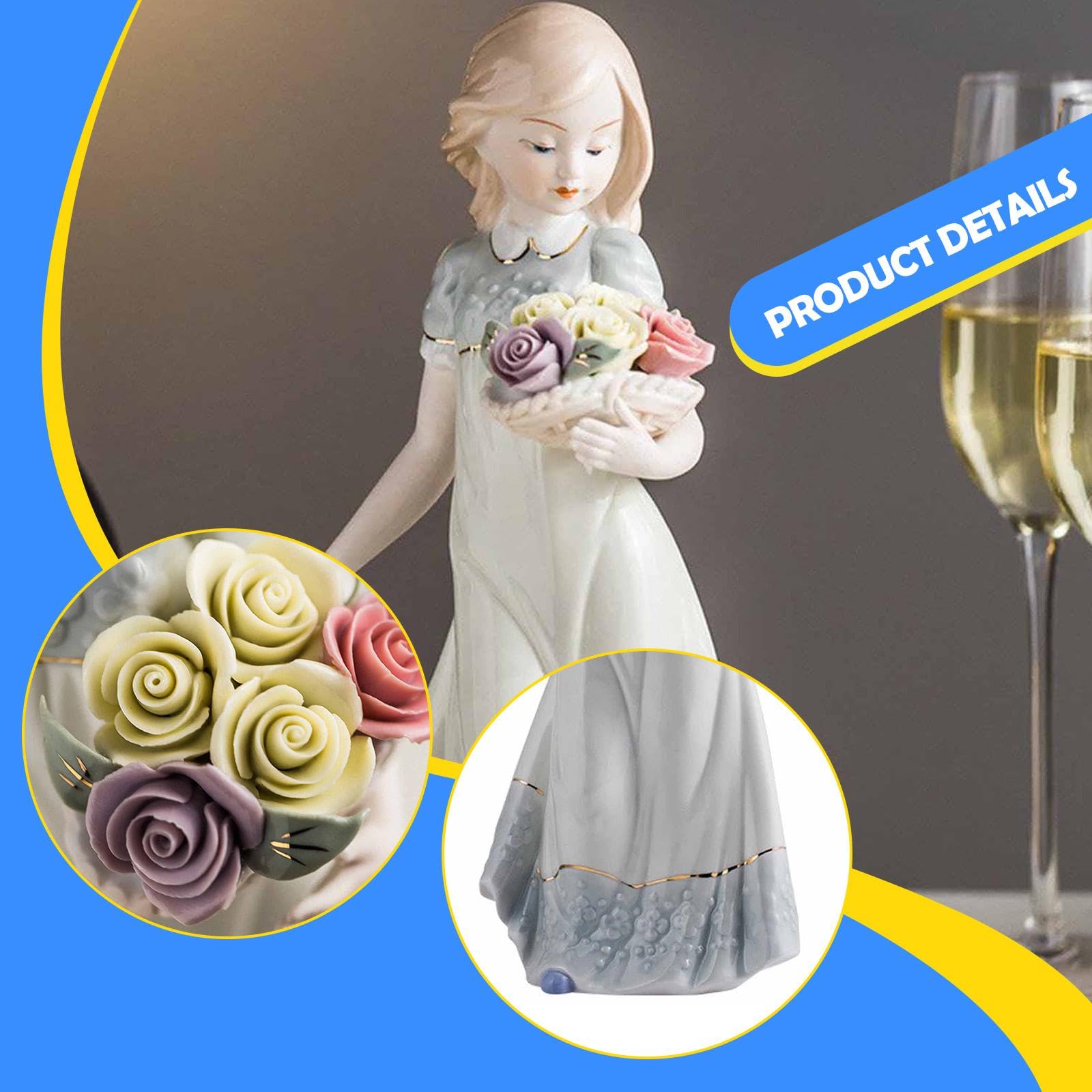 Homyl Mädchen Statue Halten Blumen Party Weihnachten Ornament Sammler