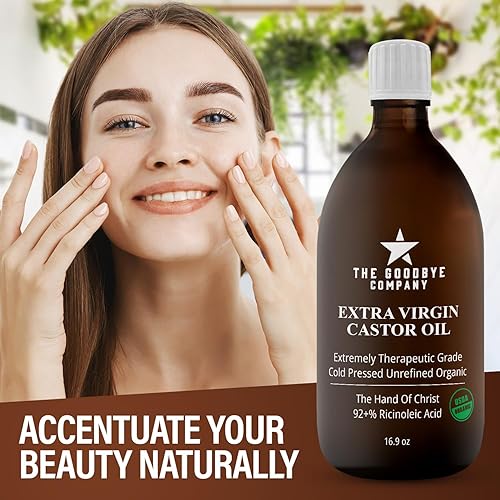 Miniatura 5 de Aceite de ricino orgánico certificado por la USDA, puro prensado en frío, (16.9 fl oz), aceite de ricino virgen 100% natural, sin refinar,