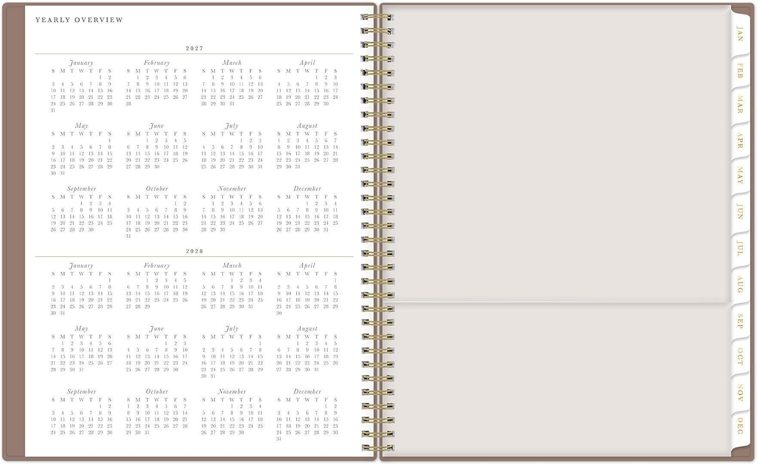 Blue Sky Life Note It 2027 Weekly and Monthly Planner Notes, January 2027 - December 2027, 8.5" x 11", Flexible Cover, Durable Twin Wire Binding, Storage Pocket, 50 Notes Sheets, Solid Latte