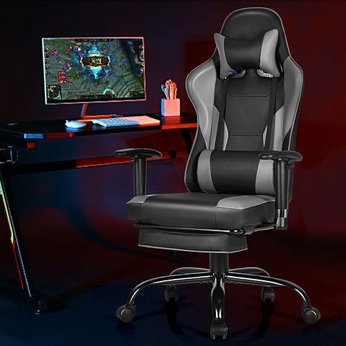 Miniatura 2 de ARLIME Silla de masaje para juegos, silla reclinable ajustable para computadora de carreras, silla de oficina deslizante sin rotación de 360 grados