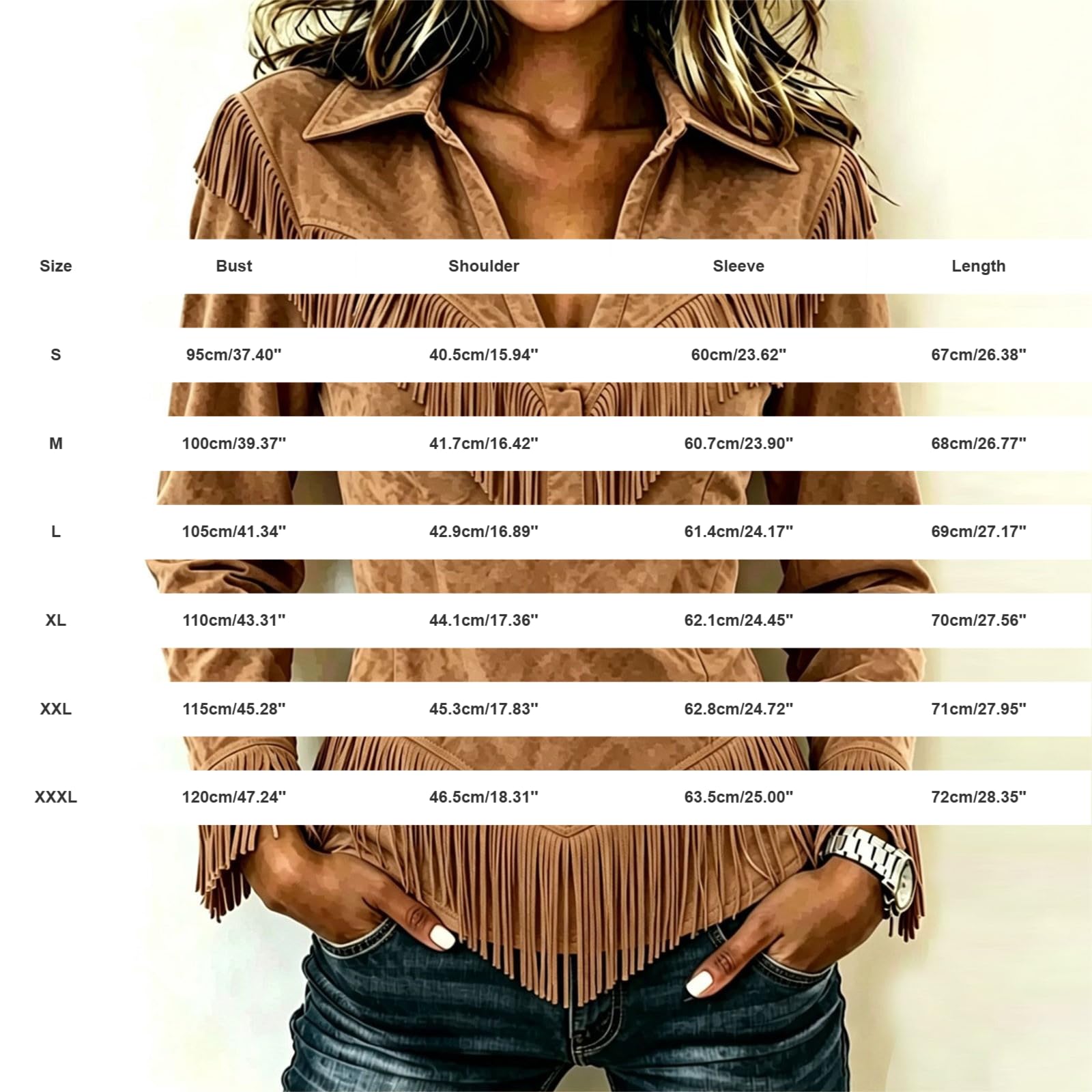 Chemise rétro western pour femme en daim avec franges