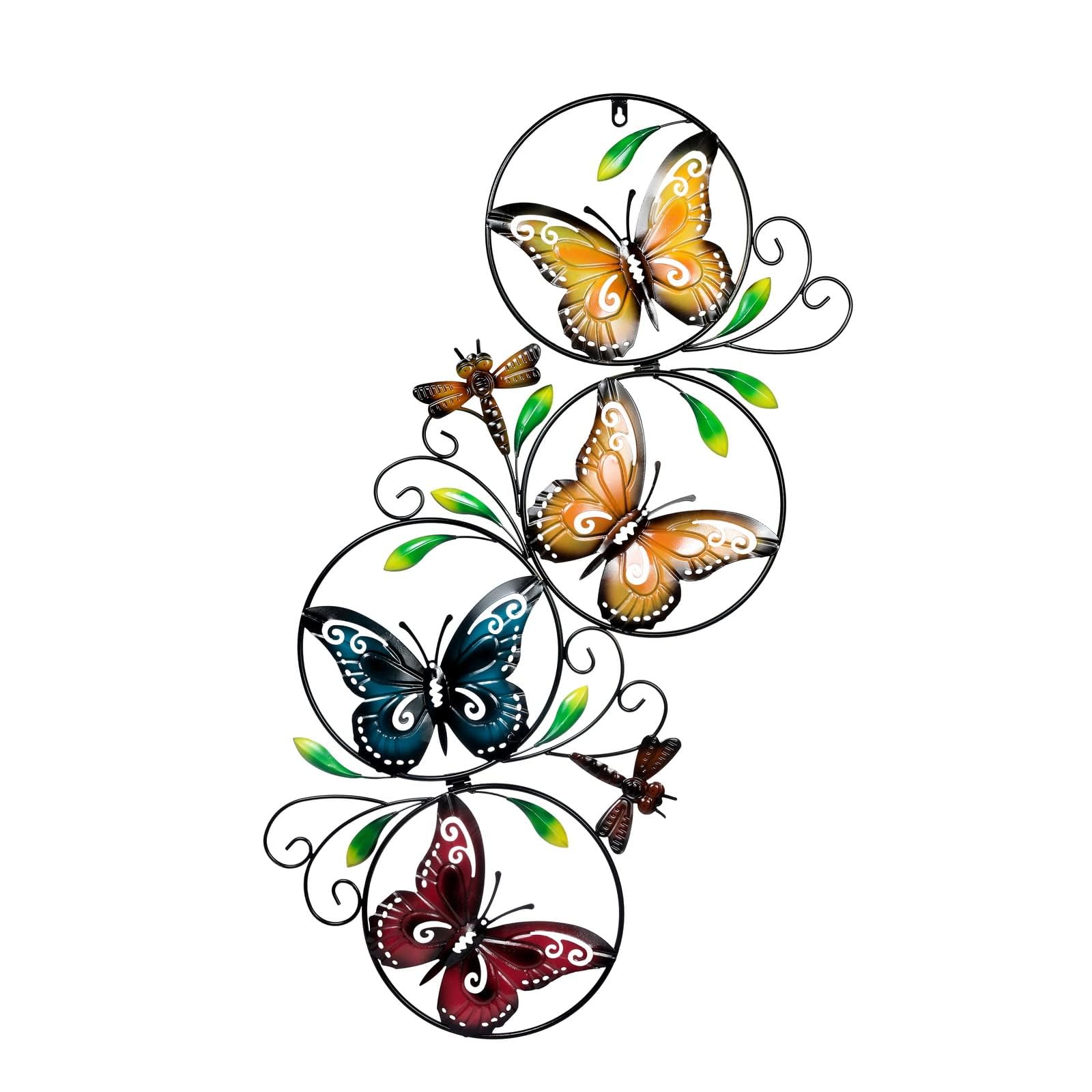 RCJSKJ Metal Butterfly Wall Decor, 37" x 19" Colorful Painted Iron Wall Hanging, Large Outdoor Garden Wall Art for Patio Yard, Indoor Home Wall