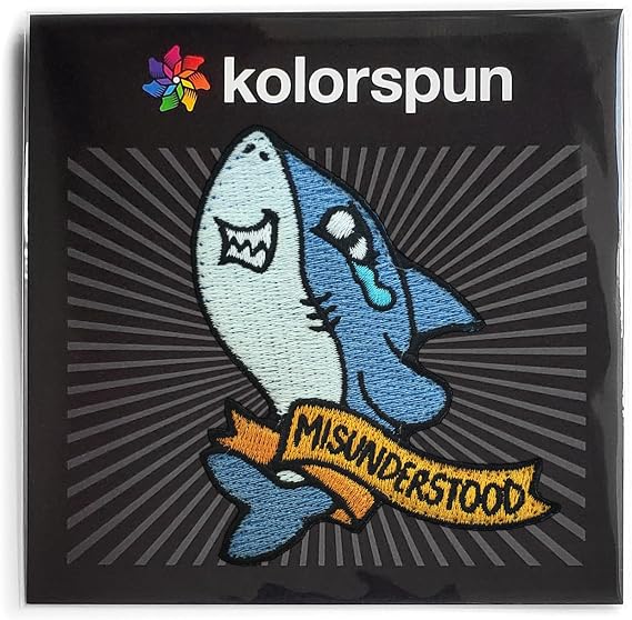 Kolorspun Misunderstood Shark Patch - Hook and Loop Tactical Morale Patch