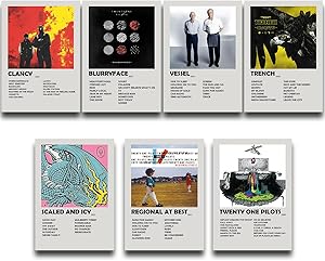 Kit 7 Placas Decorativas Twenty One Pilots em MDF 28x20cm