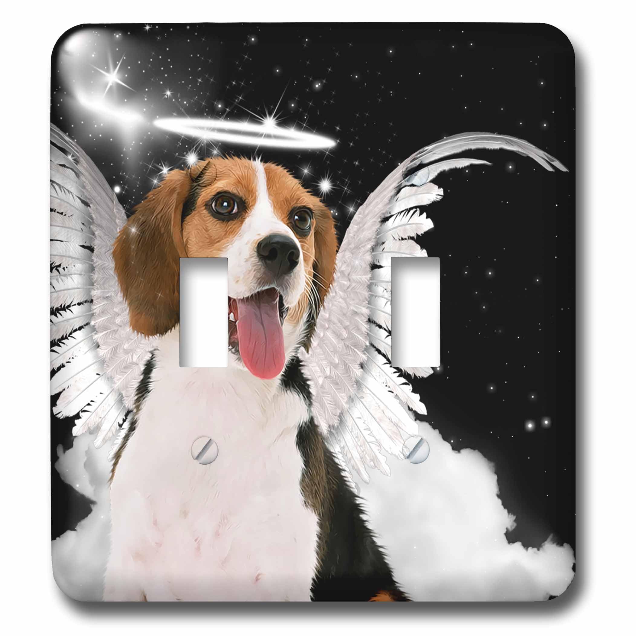 Beagle Angel Dog plaque interrupteur double pour chambre d'enfant