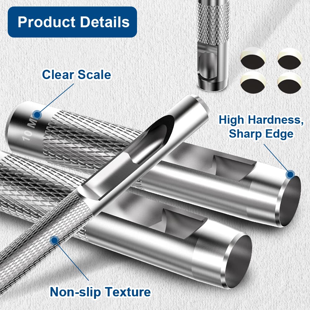 Poinçon Creux Pour Cuir Et Tissu - Lot De 3 Tailles (0.5mm, 1mm, 1.8mm) - Acier Allié Trempé - Pour œillets, Sangles, Carton