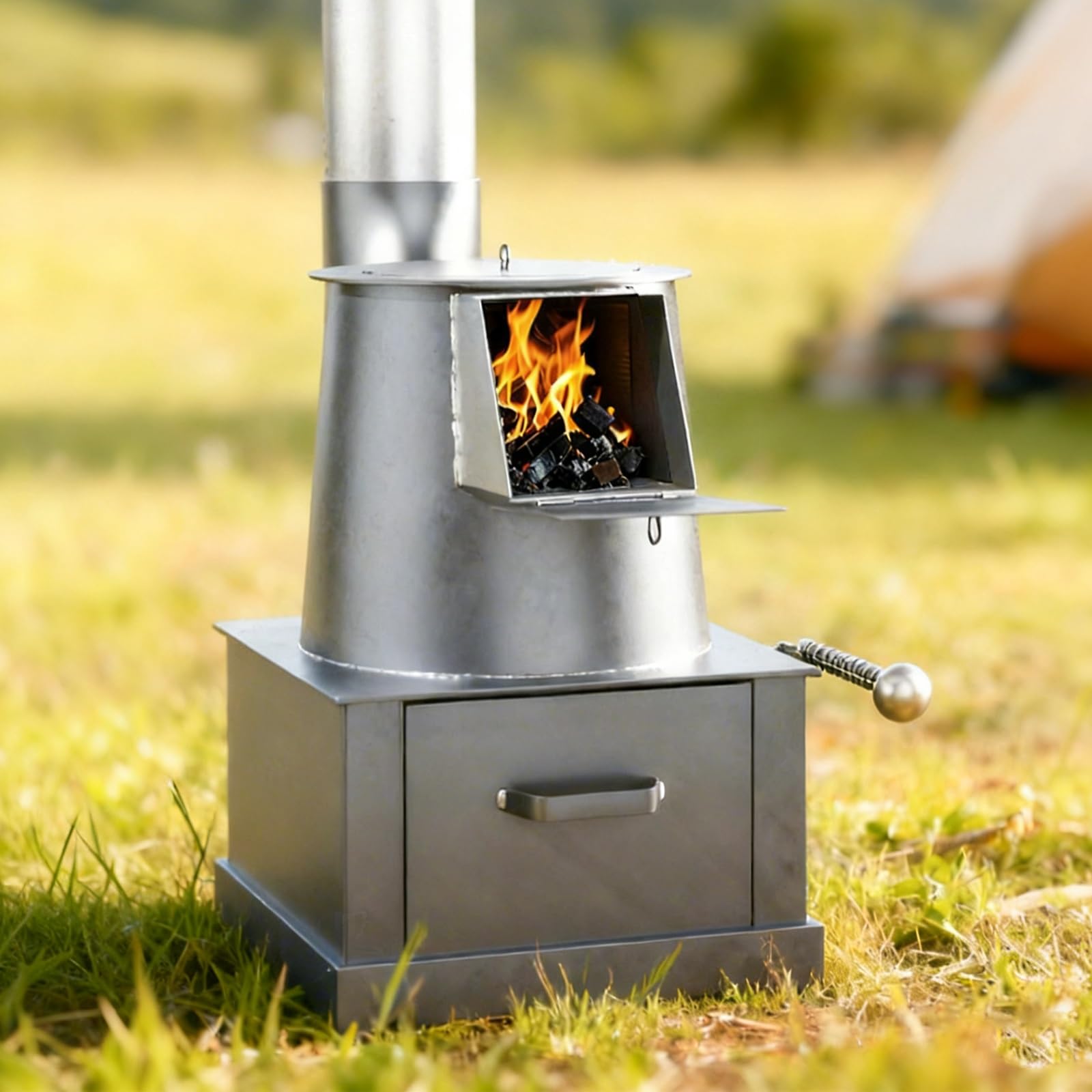Estufa De LeñA For Interiores, Estufa De Pellets, De Hierro Fundido con Entrada De Combustible Ampliada, Compatible con MúLtiples Combustibles SóLidos