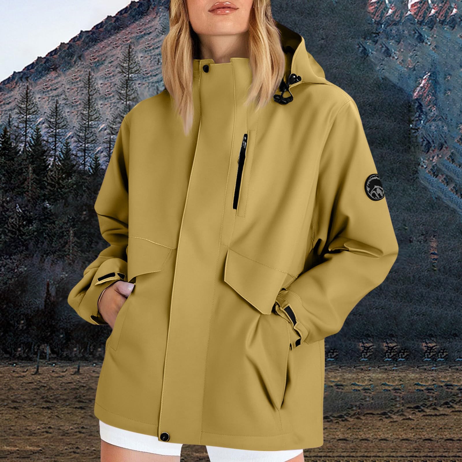 Giacca Antivento Donna Con Cappuccio E Tasche Sweatshirts Trekking Outdoor