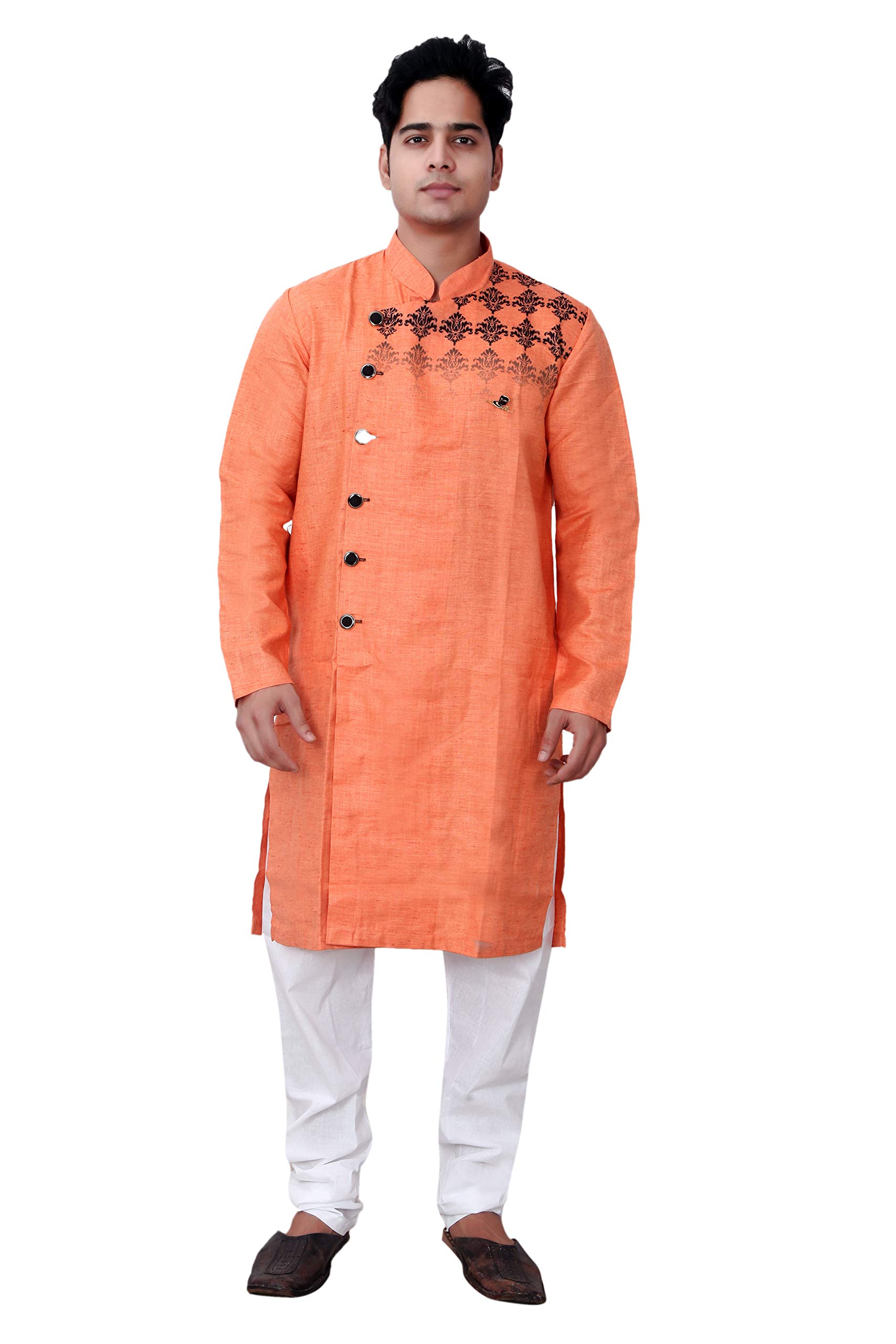 Basilio Men's Indo-Western Style Ethnic Set-109-Orange-picture-53