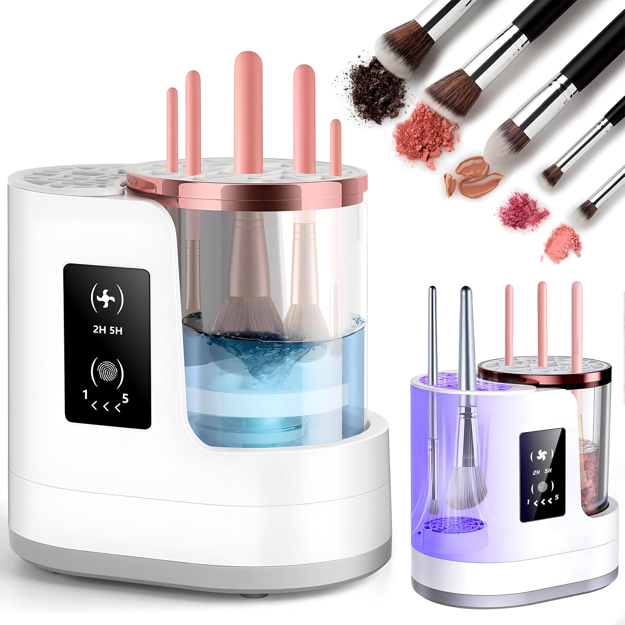 3-in-1-Make-up-Pinsel-Reiniger-Maschine mit Unterlegscheibe, Halter, Lufttrockner, 850 U/min, tragbarer Make-up-Pinsel-Reiniger mit USB, alle Größen, Konturen, Lidschatten, Rouge
