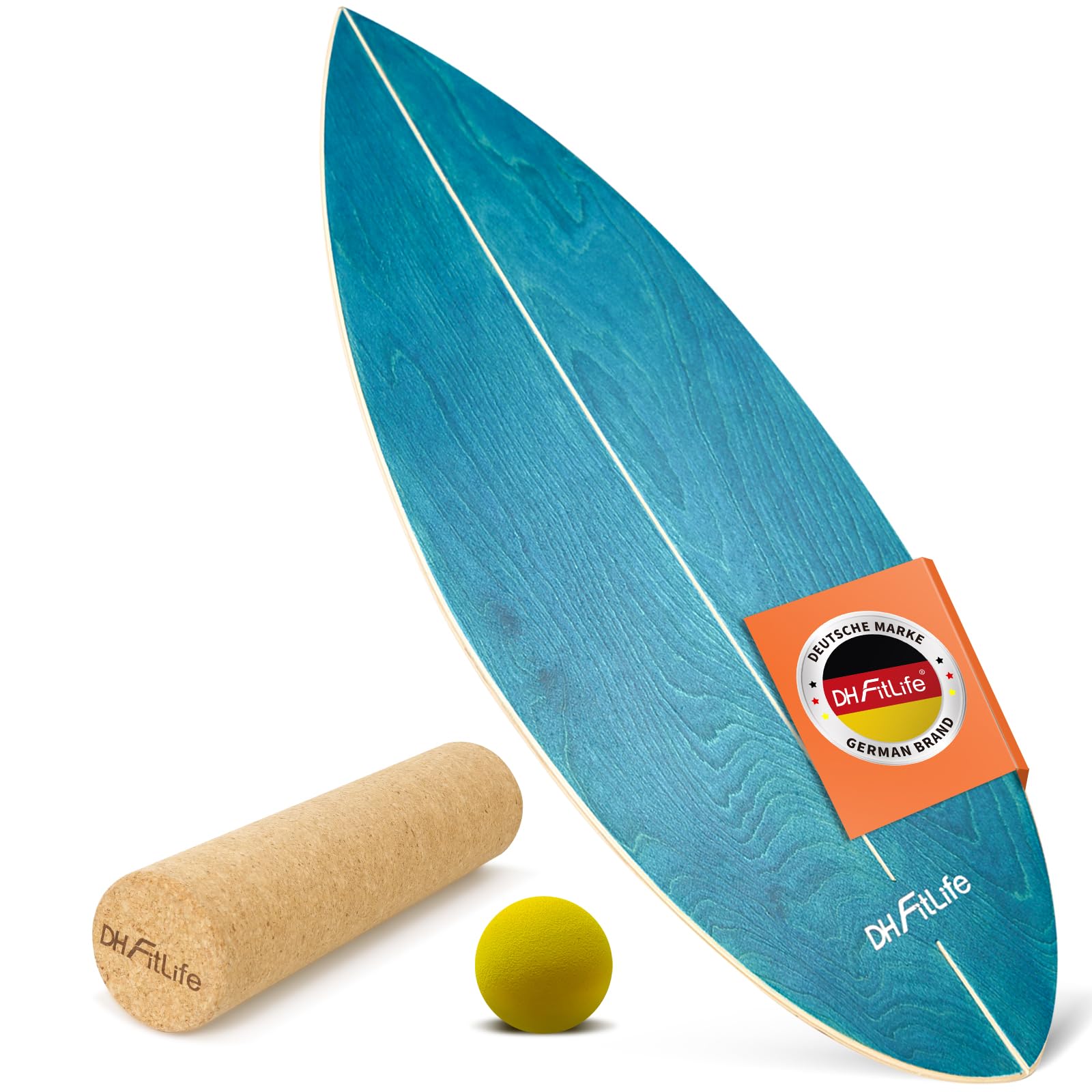 DH FitLife Balance Board in Legno Massello | Tavola da Surf Indoor con Forma Rocker | Tavola da Equilibrio Oscillante per Adulti | Divertimento e Allenamento a Casa