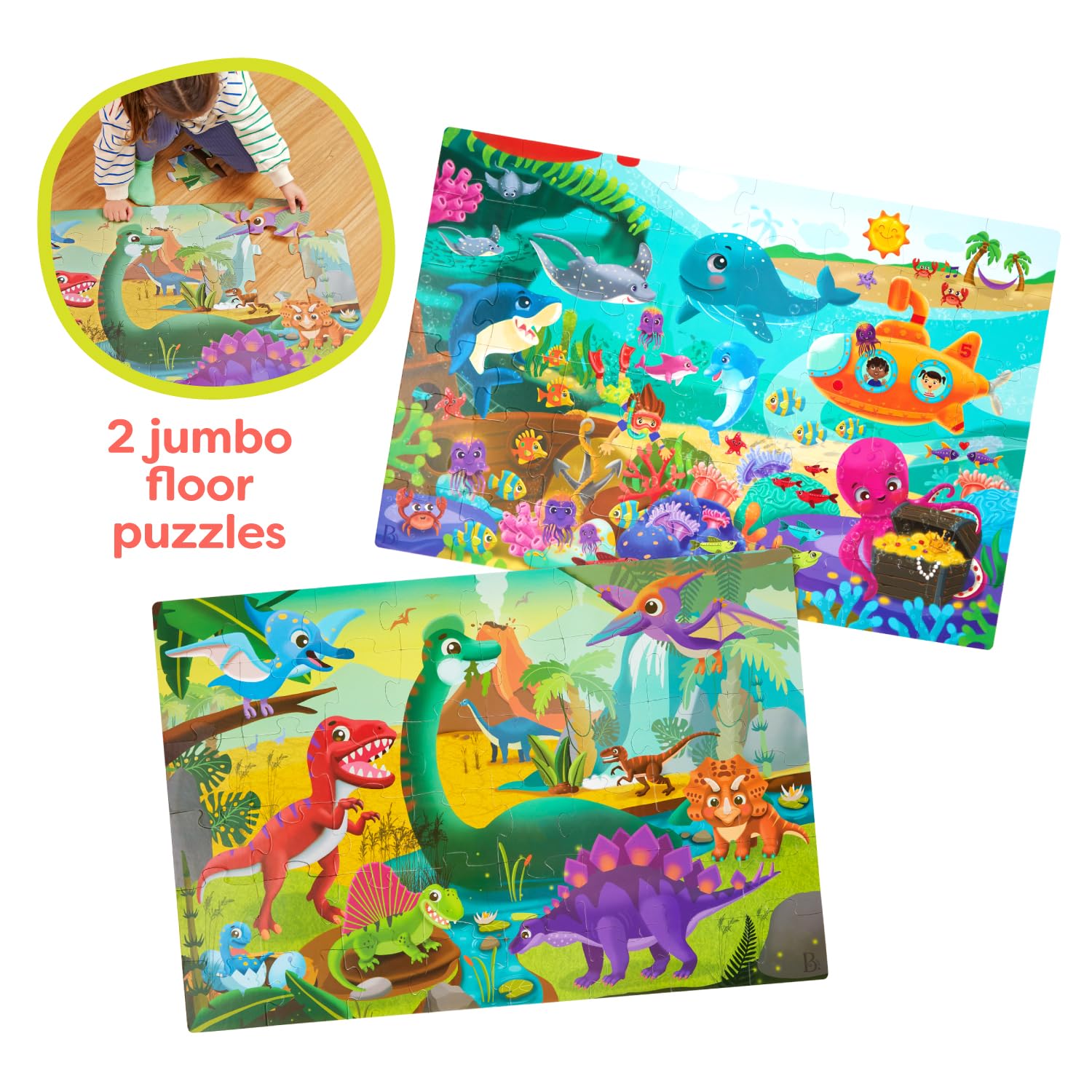 GIANT FLOOR PUZZLE ジグソーパズル　2箱セット Amazon.com: B. toys – Gigantic 2 – Pack Floor Puzzle – Sea