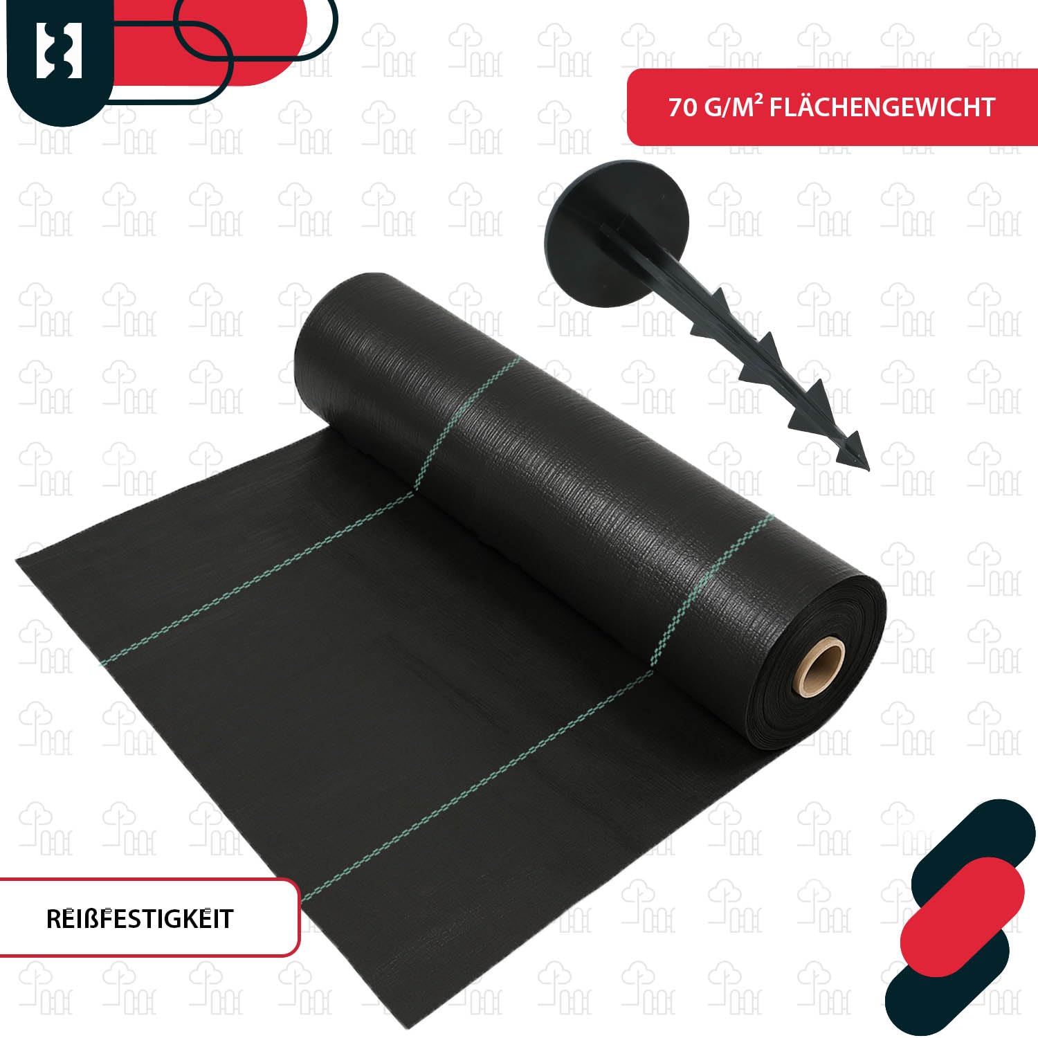 KOTARBAU® Unkrautvlies - 70 g/m² - Unkrautflies für Garten - 1,6 x 100 m - mit Erdanker - Schwarz - PP - Gartenvlies - Unkrautvlies Wasserdurchlässig - Unkrautfolie Wasserdurchlässig