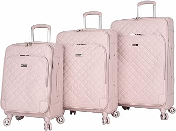 review BCBGeneration BCBG Perf-ECT Luggage - 3 Piece Softside Expandable Lightweight Spinner Suitcase Set - Travel Set includes 20-Inch Carry on, 24-Inch and 28-Inch Checked Suitcases (Quilt Pink)