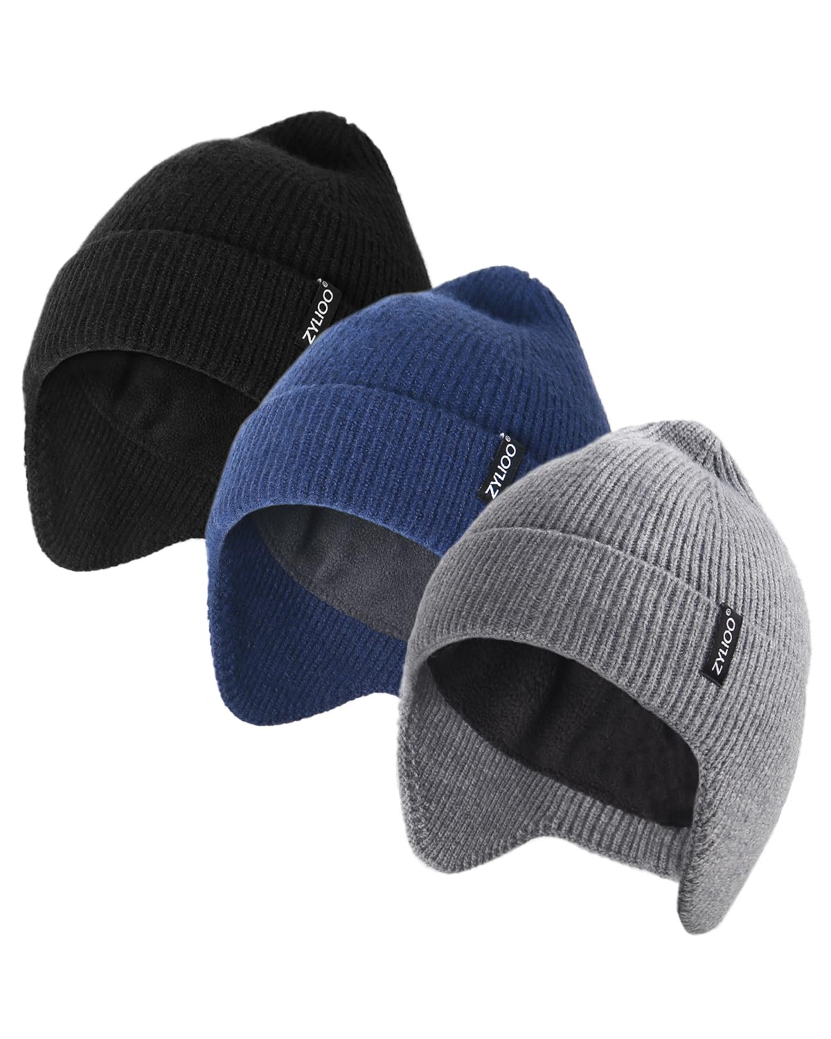 Zylioo S/M/L/XL/XXL/3XL Ear Flap Winter Beanie Cappelli per teste grandi e piccole, copertura per le orecchie, cappelli caldi beany cappelli, cappelli invernali lavorati a maglia con teschio,