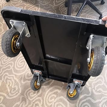 Flatbed Hand Cart Push Cart Dolly Steel Deck Platform Truck with Foldable Handle and Silent Wheels for Flowerpots Luggage Toolbox Cooler Moving Heavy Duty Flatbed Cart(5in Wheels with Brake)