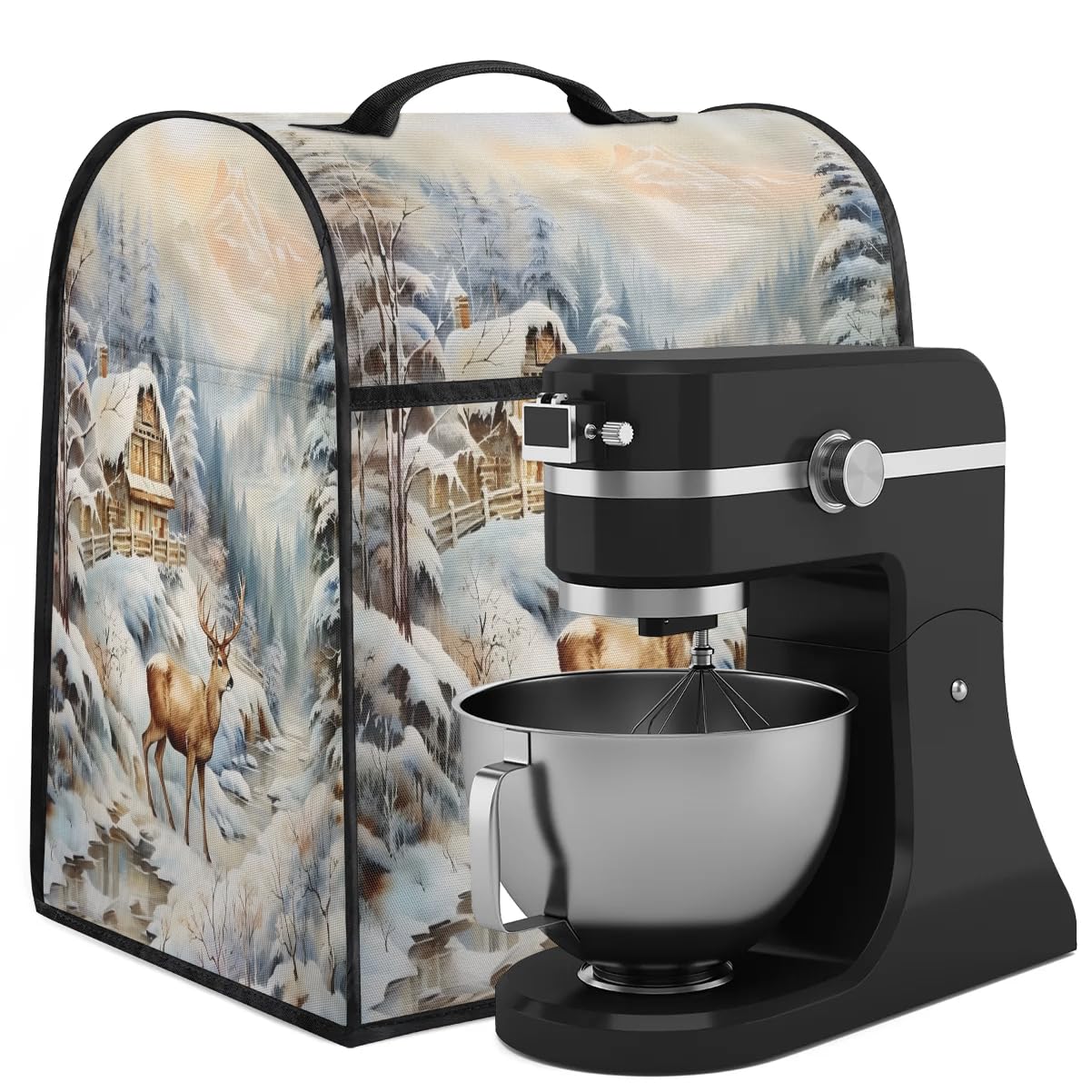 Sabokido Deer Cabin Kitchen Aid Mixer Cover Compatible with 6-8 Quart Kitchen Aid Tilt Head & Bowl Lift, Stand Mixer Cover with Pockets and Handle, Dust Cover Accessories