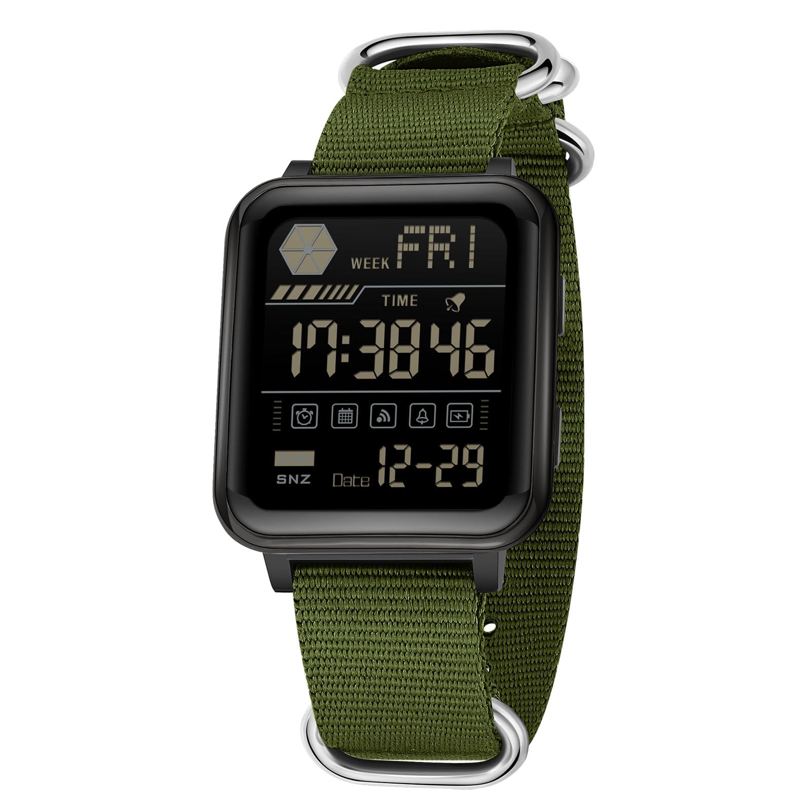 Gosasa Orologio digitale unisex con cinturino in nylon, orologio quadrato a