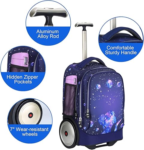 Miniatura 4 de UNIKER Bolsa con ruedas para laptop de 14 pulgadas, mochila con ruedas, bolsa de computadora con ruedas de 20 pulgadas, Dreams