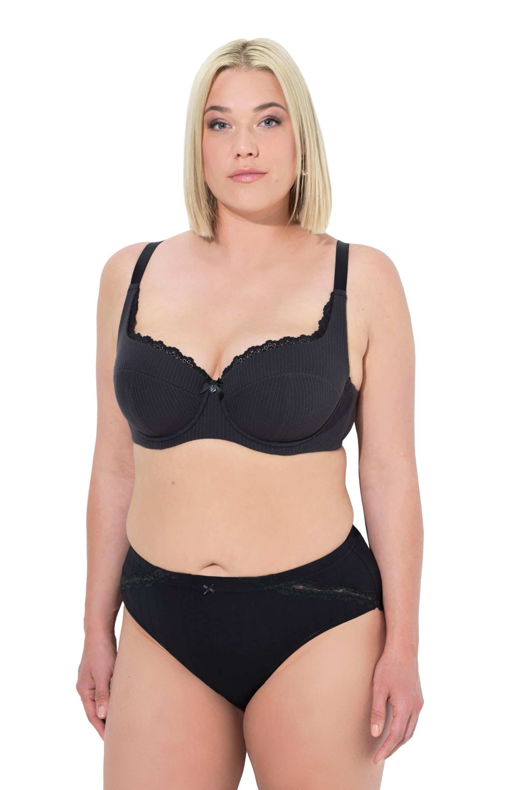 Ulla Popken Damen große Größen Übergrößen Plus Size Balconette-BH, Softcups, Balconette-BH, Ajour 841500