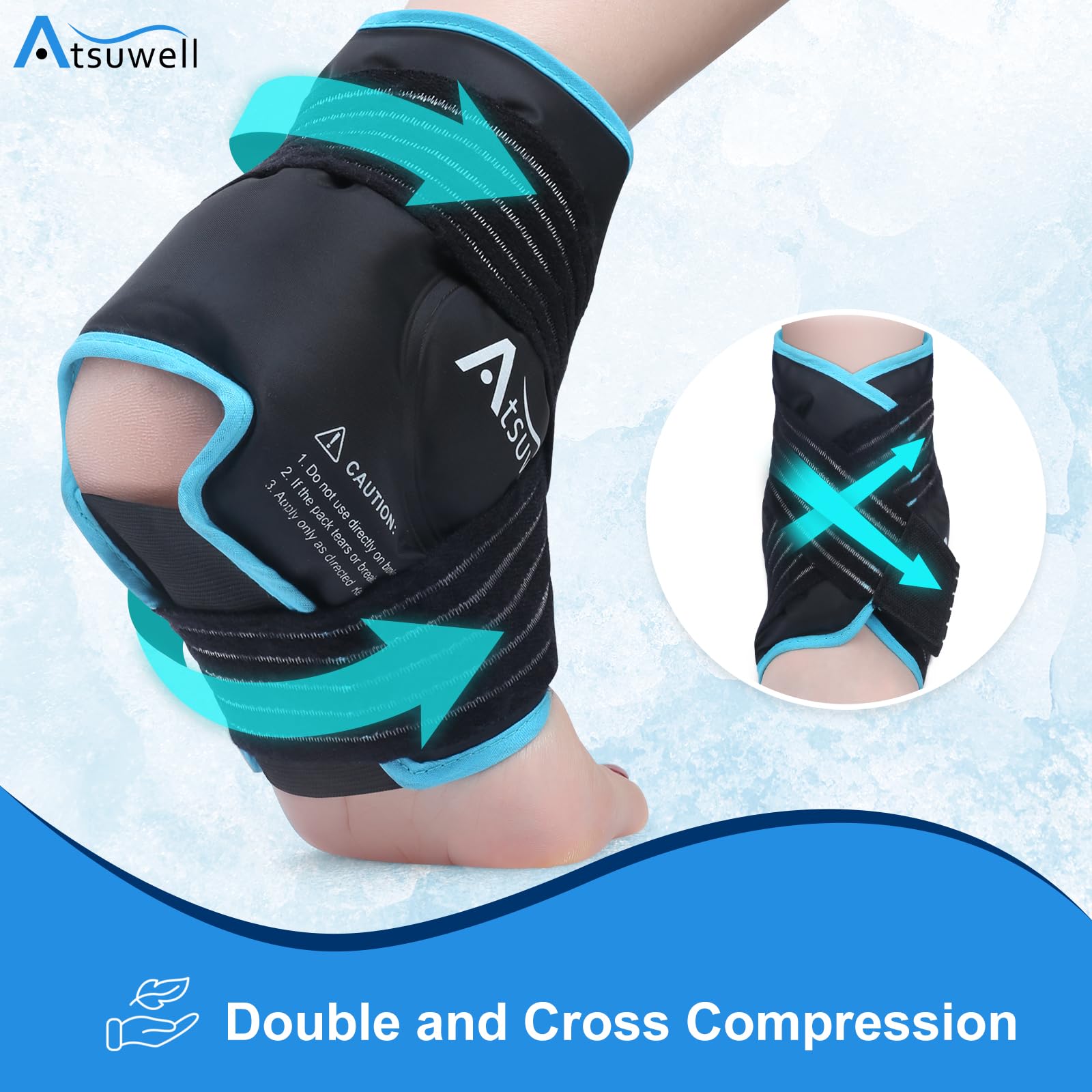 Paquete de hielo para tobillo, paquete de 2 unidades, paquete de hielo de gel reutilizable para pie y tobillo, terapia de compresión fría para aliviar el dolor, lesiones, tendinitis de Aquiles,