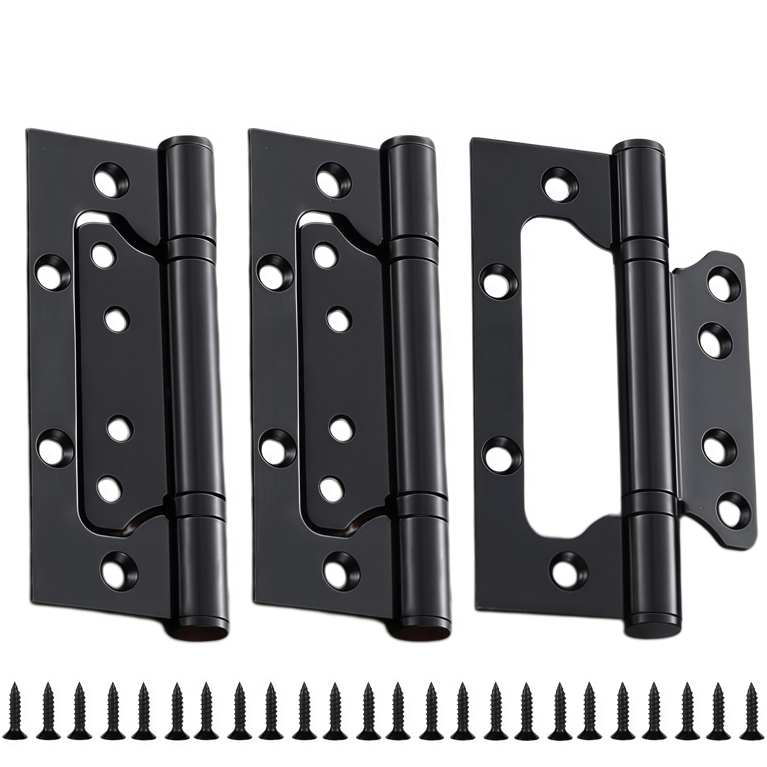 Vbnexyr Black Door Hinges 3 Pack Stainless Steel 360 Degree Rotating Mother And Child Hinges No Slotting Required For Wooden Doors With Screws 6.56 Inches
