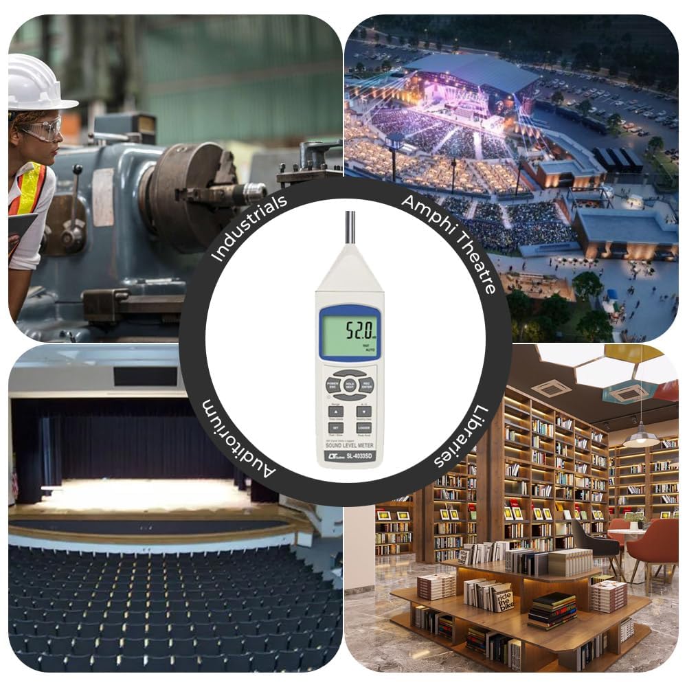 Sonómetro Profesional Lutron SL-4033SD Clase 1 | Medidor de Nivel Sonoro de 30 a 130 dB | Para Uso Industrial, Ruido Ambiental y Vehículos | Incluye Certificado de Calibración