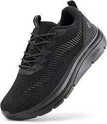 Tênis masculino de caminhada largo, ortopédico confortável, leve, tênis de ginástica para fascite plantar - Cloud Wanderer V20, Preto, 10.5 X-Wide