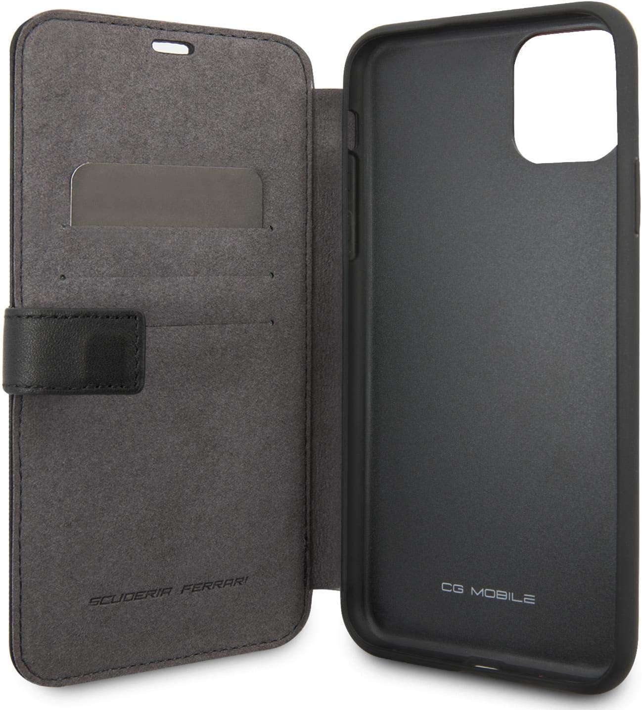 40% оƒƒ Dіѕсоunt Ferrari Phone Case for iPhone 11 Pro in Black with Red Center Lines, Real Leather Protective & Durable Wallet Case with Accessible Ports, Shock Absorption & Signature Logo