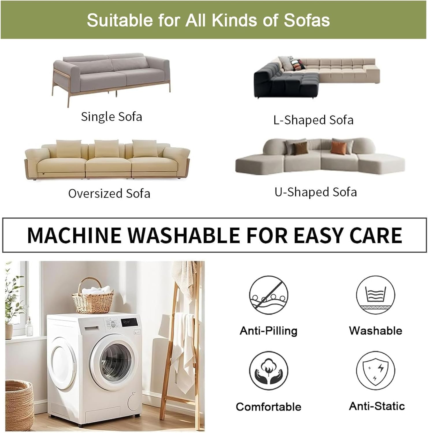 Sofa Slipcovers 1 2 3 4 5 Seater, Sofa Cover, Full Coverage High Stretch Couch Cover, Universal Settee Protector for Living Room Dogs Cat Pet #4 3 Seater(190-230cm)