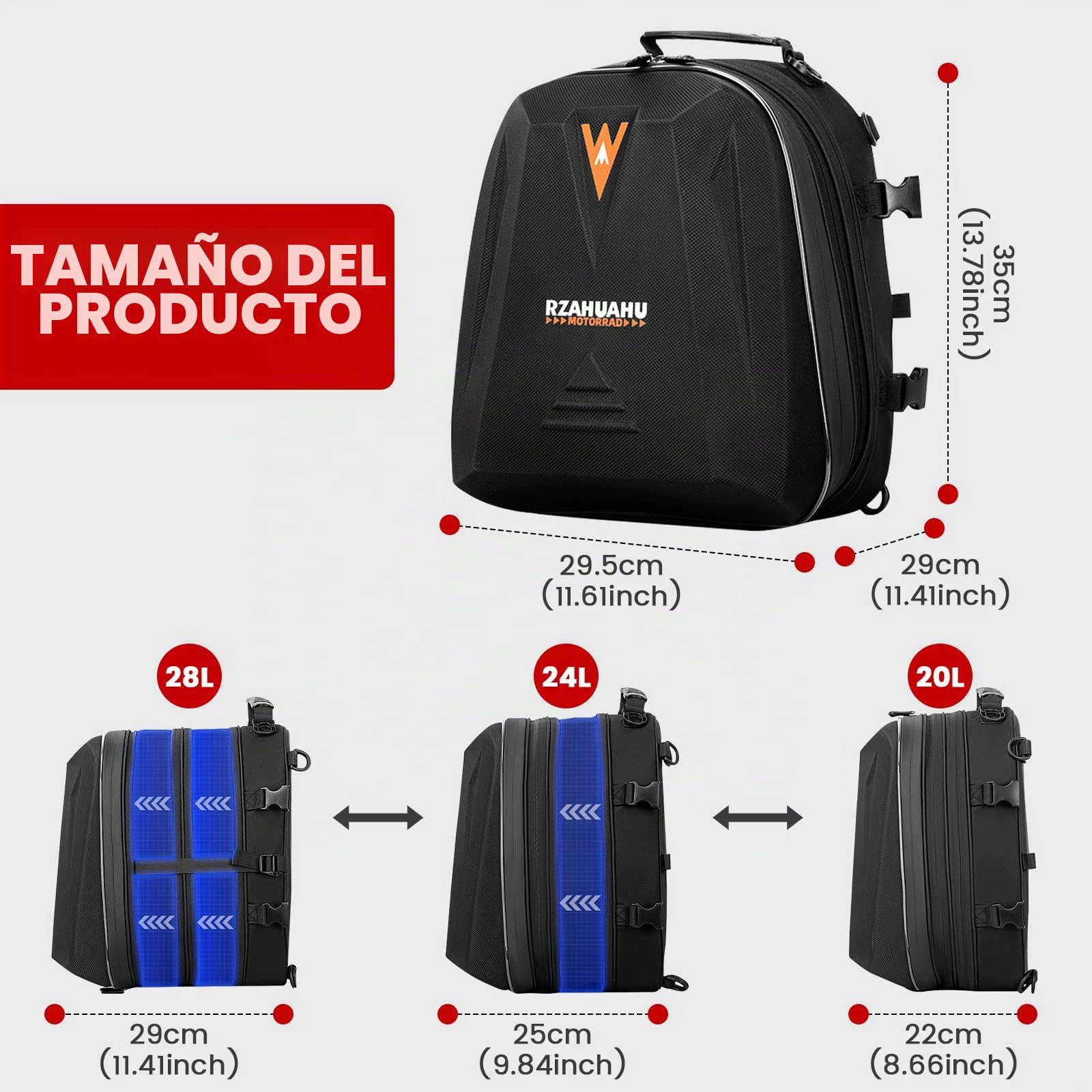 UBORSE Bolsa Asiento Moto Maleta Motocicleta Trasera Impermeable Bolsa de Casco Mochila para Moto de plástico ABS, rígida, Capacidad 20-28L, Alforja para Motocicleta Trasero Bolso Equipaje(Negro)