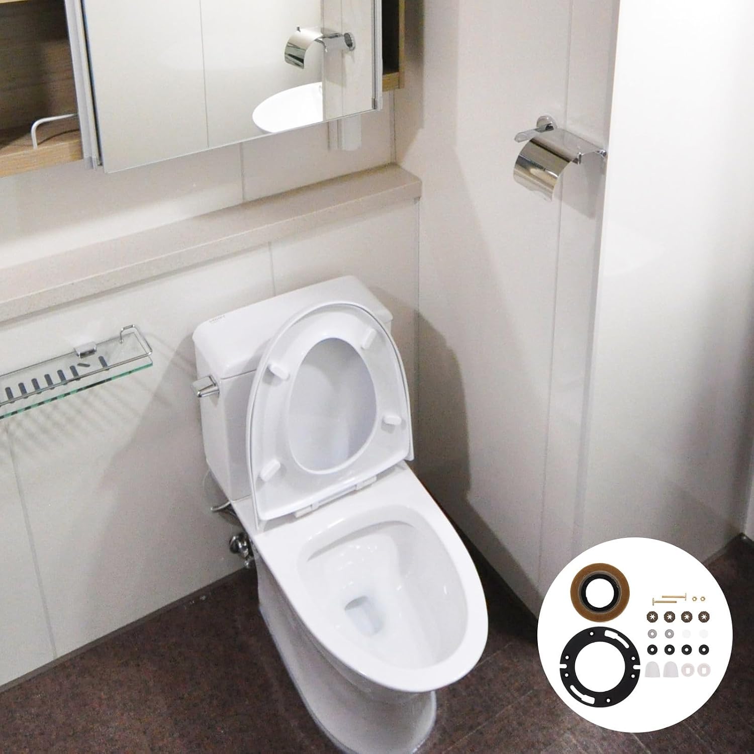Toilet Installation Kit with Wax Bowl Seal Ring and Abs Flange, Lightweight and Easy Installation Toilet Flange Gasket for Bathroom Repair and Replacement
