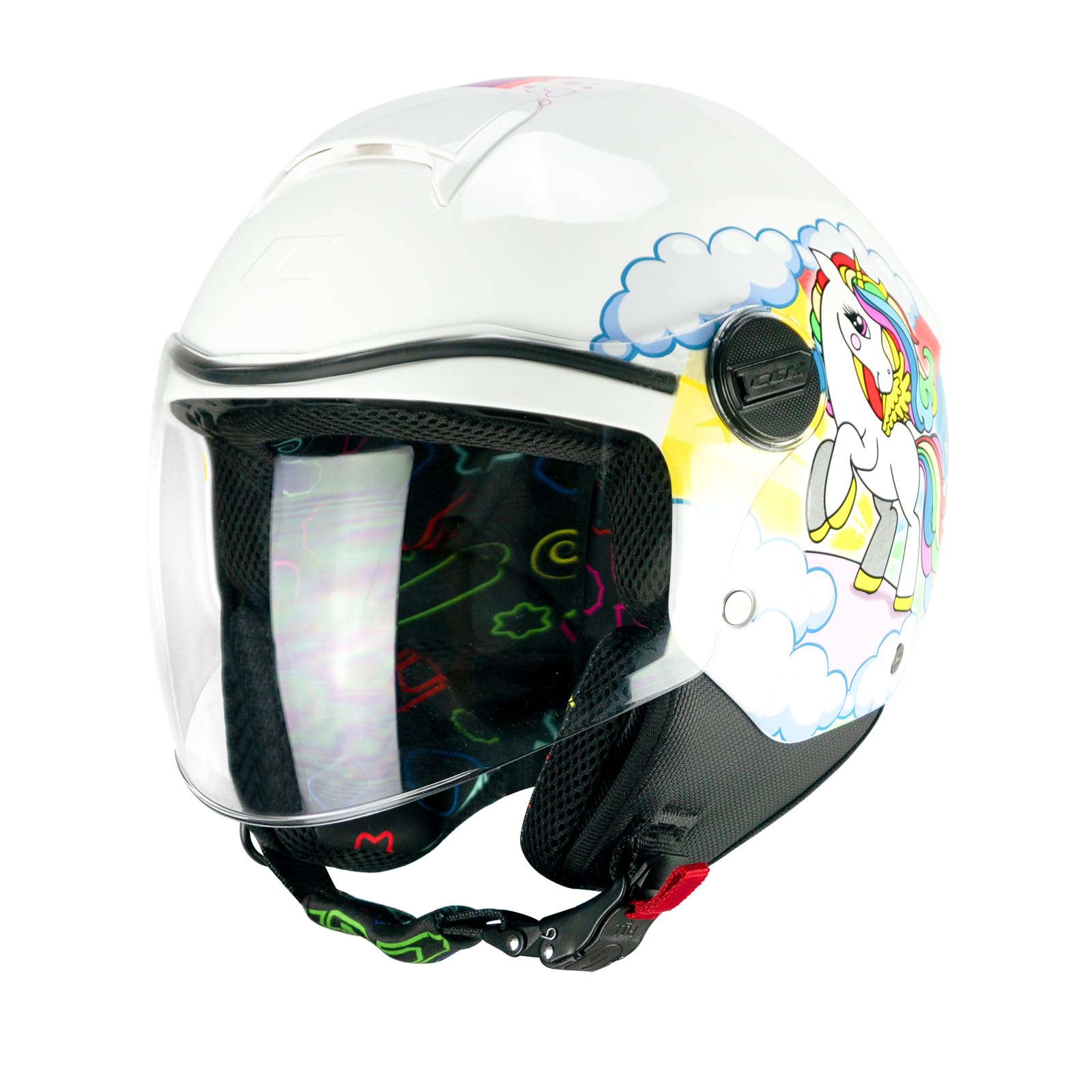 CGM Casco open face young, 261D MINI DREAMS Bianco Fucsia Celeste, YXL (53-54cm)