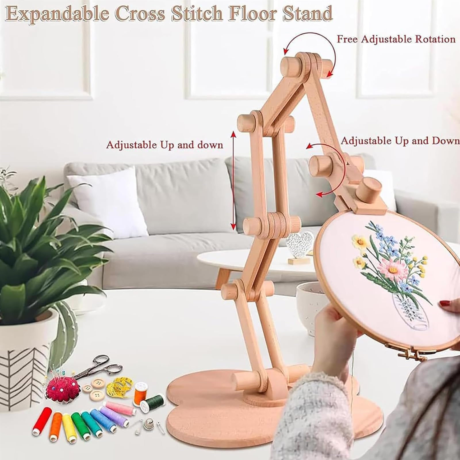 Support de broderie au point de croix rotatif à 360° pour couture et travaux d'aiguille, hauteur et angle réglables