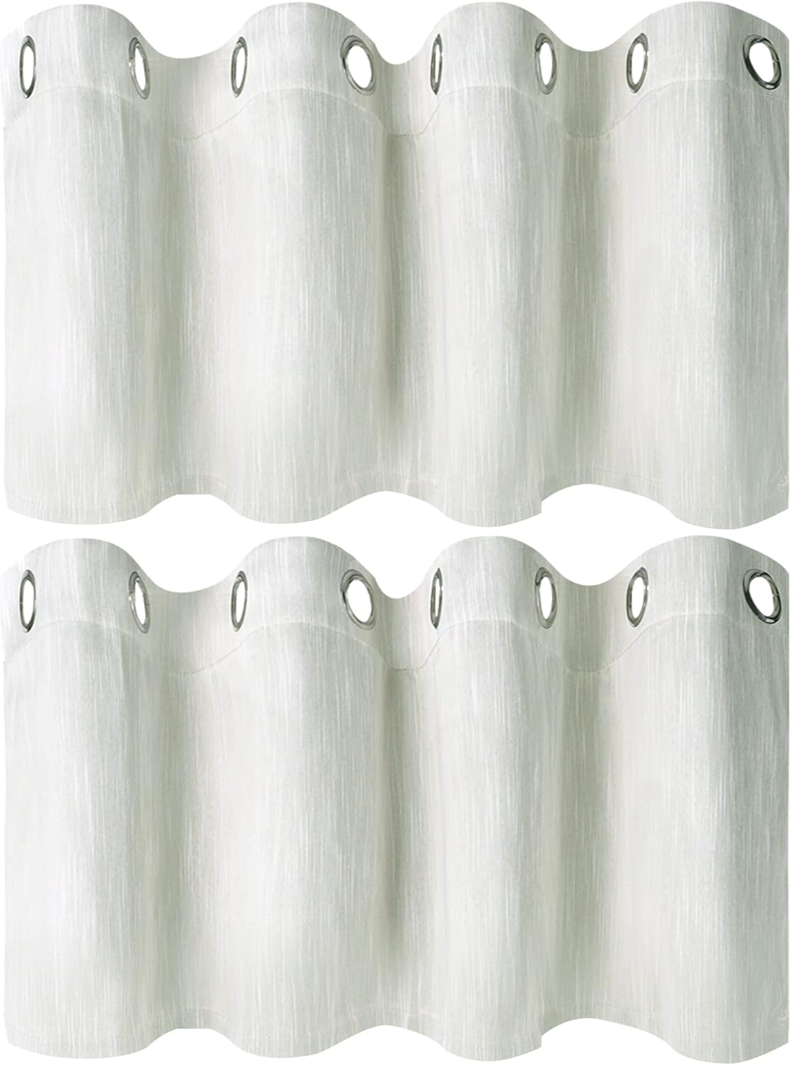 PiccoCasa Linen Look Textured Blackout Curtains for Kitchen 2 Panels, Noise Reduce and Insulated Room Darkening Farmhouse Curtains, Grommet Top Valances for Windows 52 x 18 Inch Beige Beige 52"W x 18"L (Pack of 2)