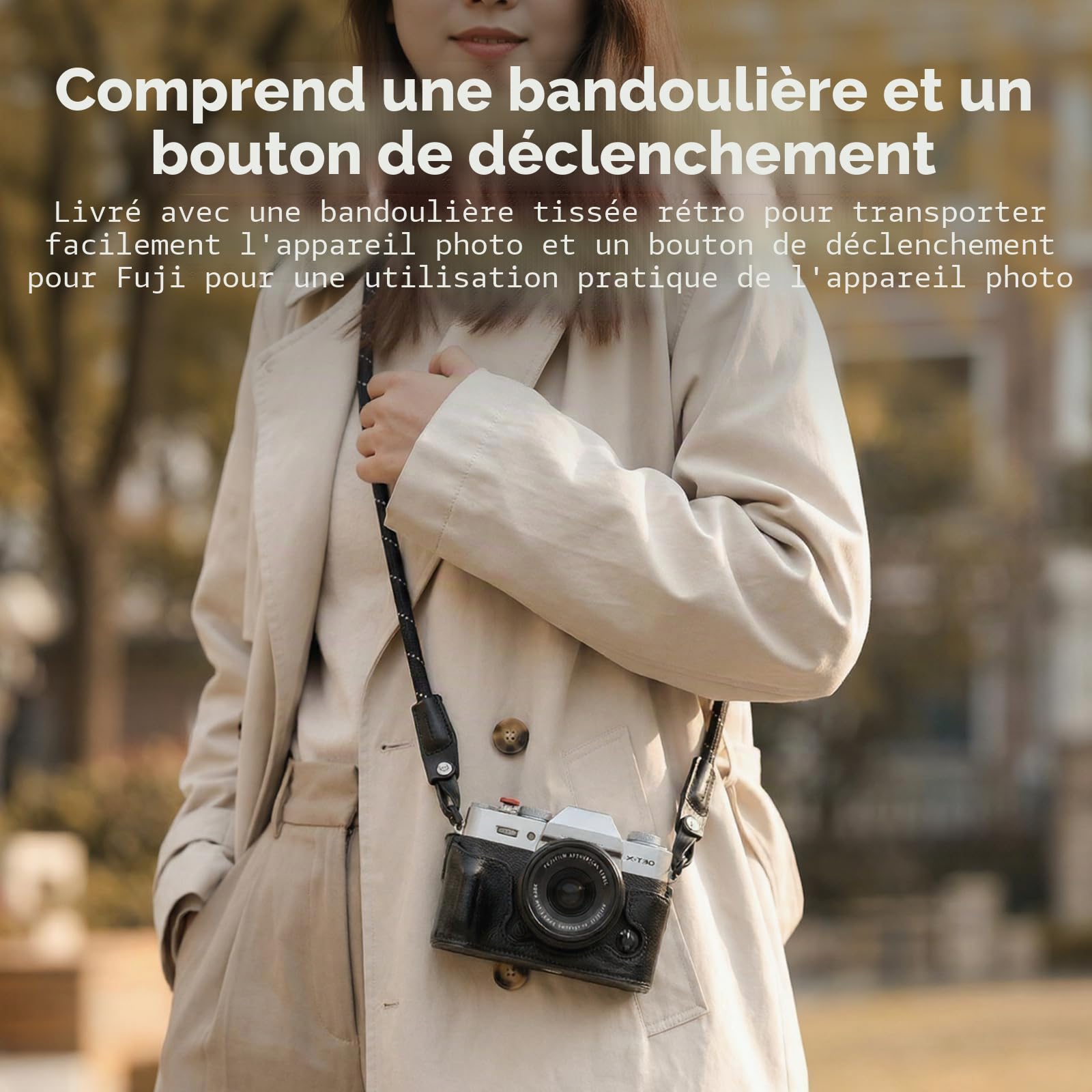 SMALLRIG Étui X-T30 III Demi-Cuir avec Bandoulière pour FUJIFILM X-T30 / X-T30 II/X-T30 III, Etui pour Appareil Photo avec Cadre en Aluminium et Capuchon de Déclencheur, Noir - 5669